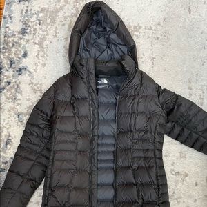 Black North Face long down jacket